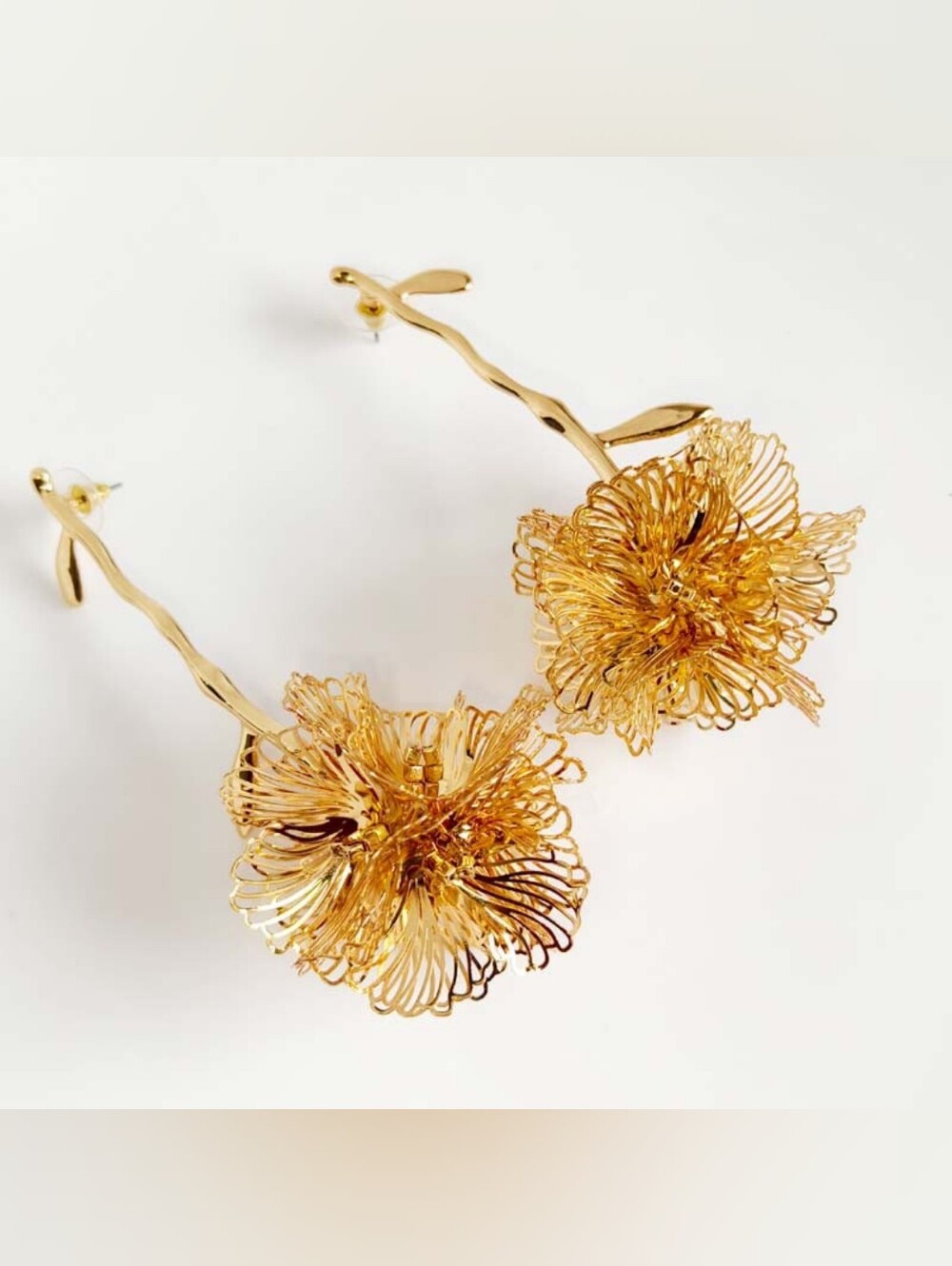 Nordstrom Tasha Gold Floral Statement Drop Earrings